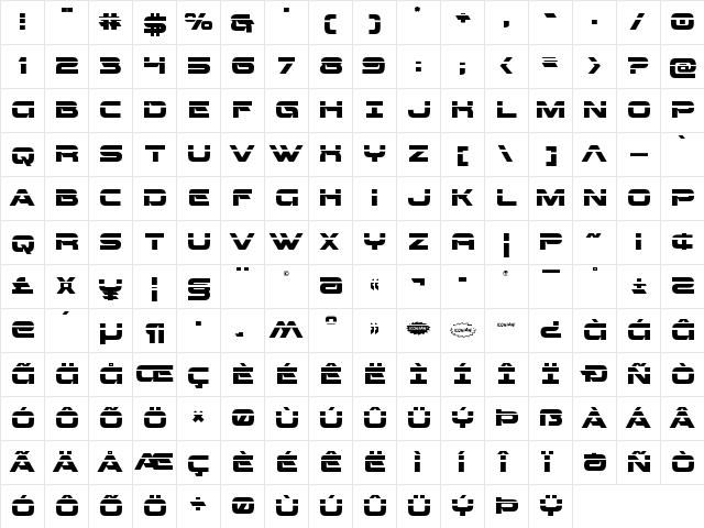 Beam Weapon Laser Regular  glyph index