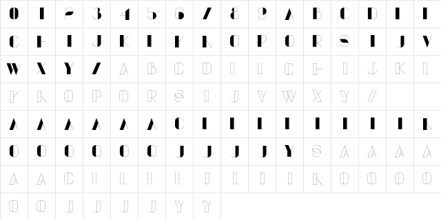 Vovchik Regular  glyph index