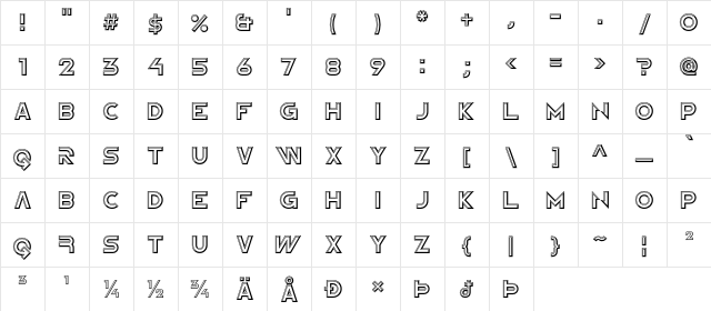 NewtronICG Alt  glyph index