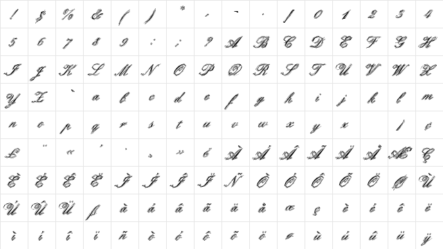 SteelPlate Regular  glyph index