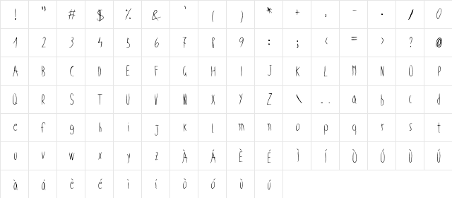 Wicked child Regular  glyph index