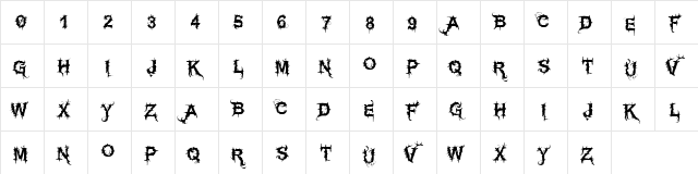Vtks espinhuda Regular  glyph index