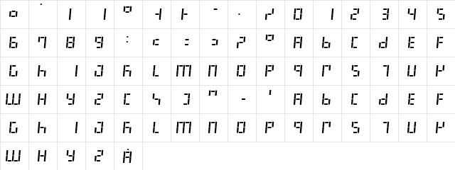 LED Digital 7 Italic  glyph index