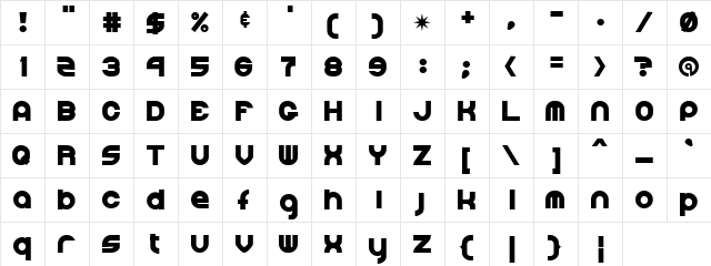 DirtyClutch Regular  glyph index