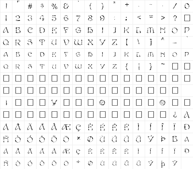 FZ JAZZY 20 HOLEY Normal  glyph index