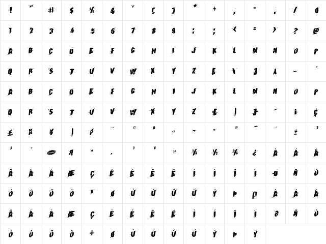 Earthshake Rotalic Regular  glyph index