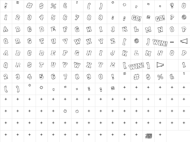 Pep Rally Regular  glyph index