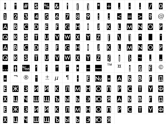 a_FuturaOrtoTitulCm Regular  glyph index