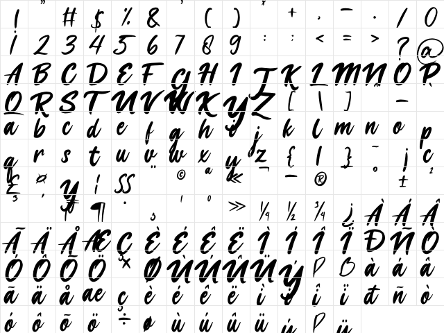 Cheese Cookies Regular  glyph index