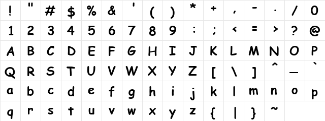 Critter B Regular  glyph index