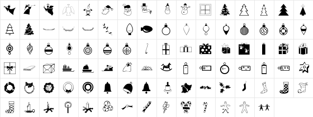 XmasDingbats Regular  glyph index