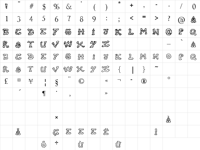 Raslani hO oH! Regular  glyph index