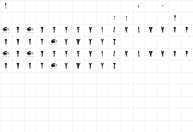 Mysterio SWTrial Regular  glyph index