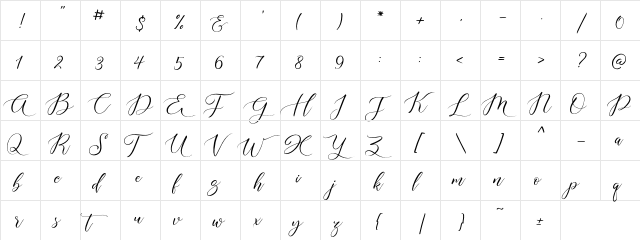 Aisyah Demo Regular  glyph index