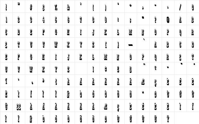 ThunderbirdDExtConSh1 Regular  glyph index