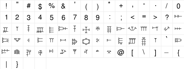 UgariticSSK Regular  glyph index