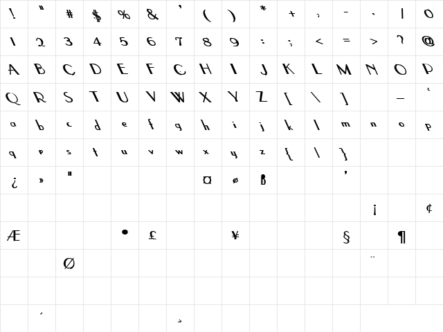 Coke 12 Regular  glyph index