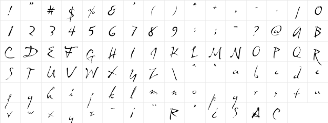 Dali Regular  glyph index