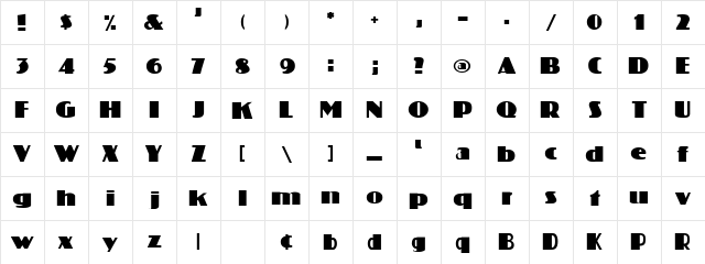 Kolossal Normal  glyph index