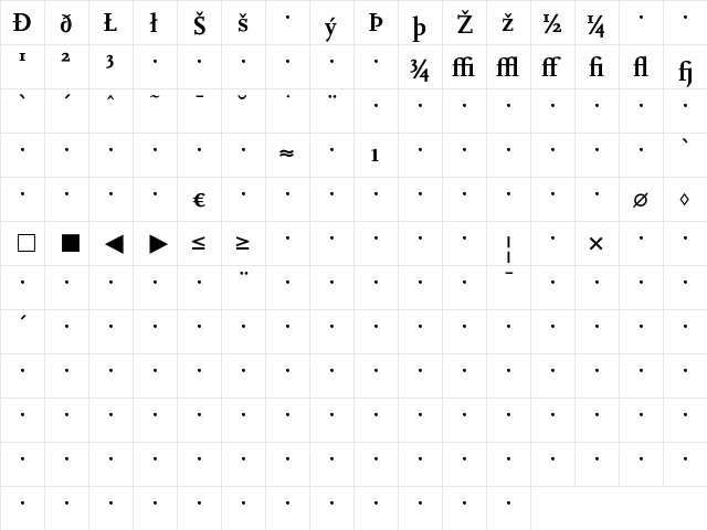 Scala Expert Bold  glyph index