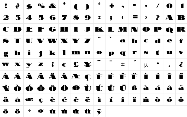 Casting Regular  glyph index