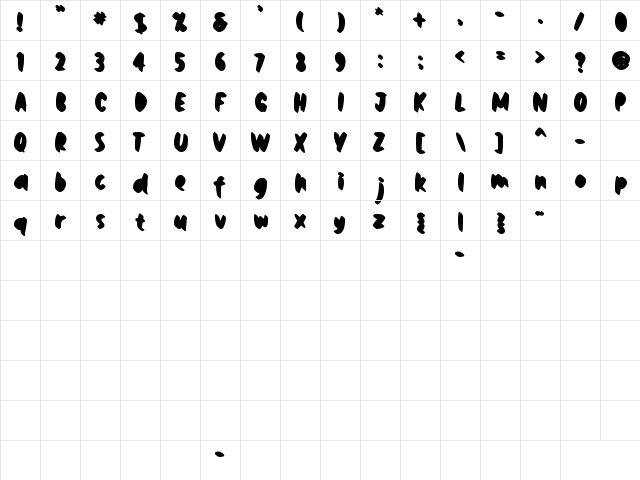 Black Archer Shadow Regular  glyph index