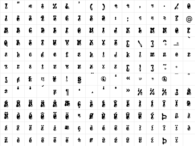 Soccer Becker Normal  glyph index