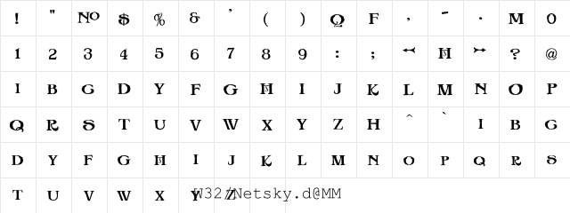 LHF Big Top Regular Regular  glyph index