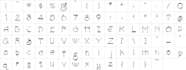 PC Thicky Regular  glyph index