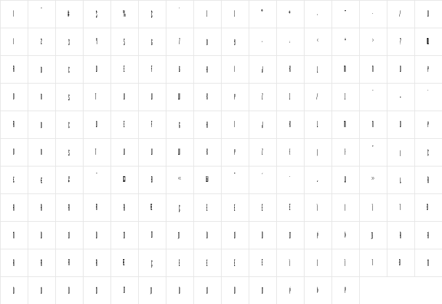 MacroscopicD Regular  glyph index
