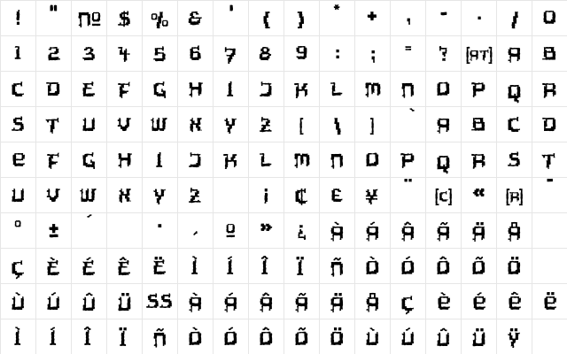 Tipi Archaic Regular  glyph index