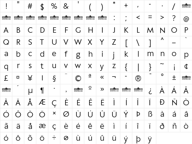 Klein Text Trial Book  glyph index