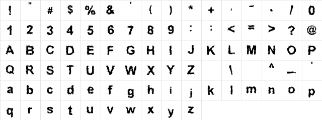 Rock N Roll Regular  glyph index