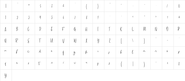 Madeleine Demo Regular  glyph index