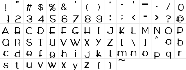 WABECO Bold  glyph index