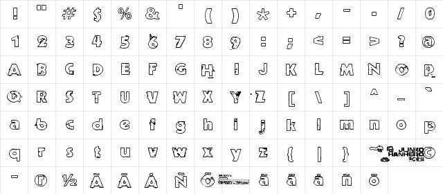 Ruoste Regular  glyph index