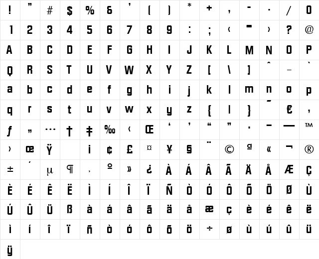 Diamante-DemiBold Regular  glyph index