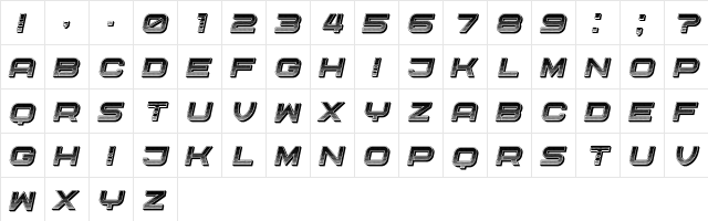 Angels Regular  glyph index