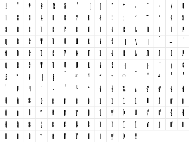 Exit Bold  glyph index