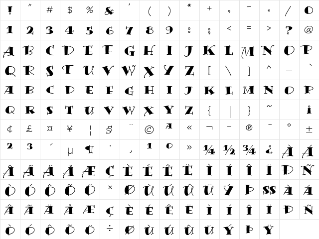 Bermuda LP Std Solid  glyph index
