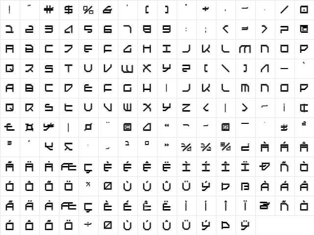 Federapolis College Regular  glyph index