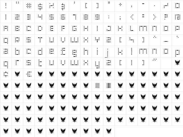 RiblahLight Regular  glyph index