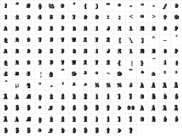 Buxom LT Std Regular  glyph index