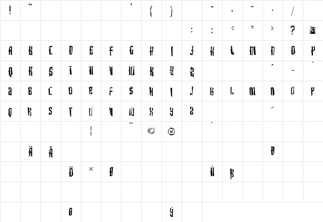 IntoTheBlueKrush Regular  glyph index
