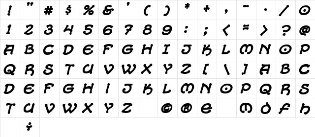 CCAlchemite BoldItalic  glyph index