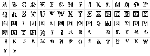 CorrodetInitials Regular  glyph index