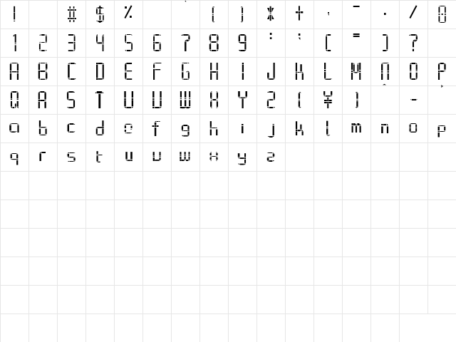 Alphabet_02 Regular  glyph index