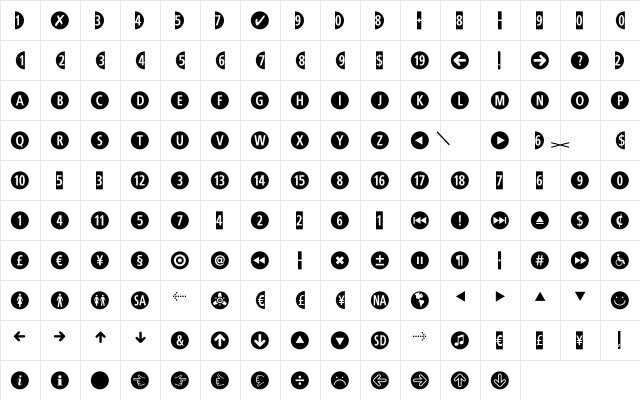 CombiNumerals Pro Bold  glyph index