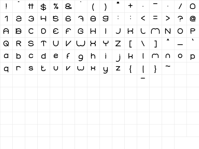 Elementary Bold  glyph index