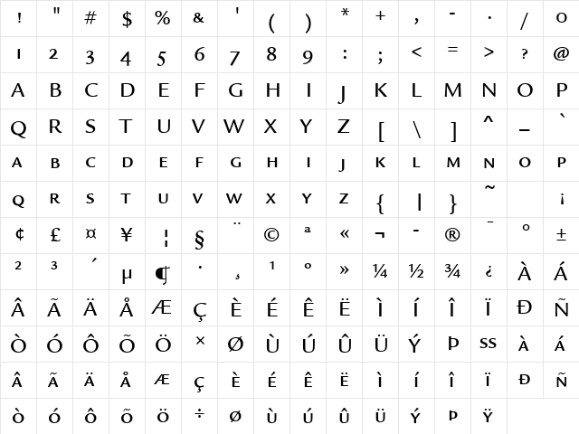 Legacy Sans Md SC ITC TT Medium  glyph index